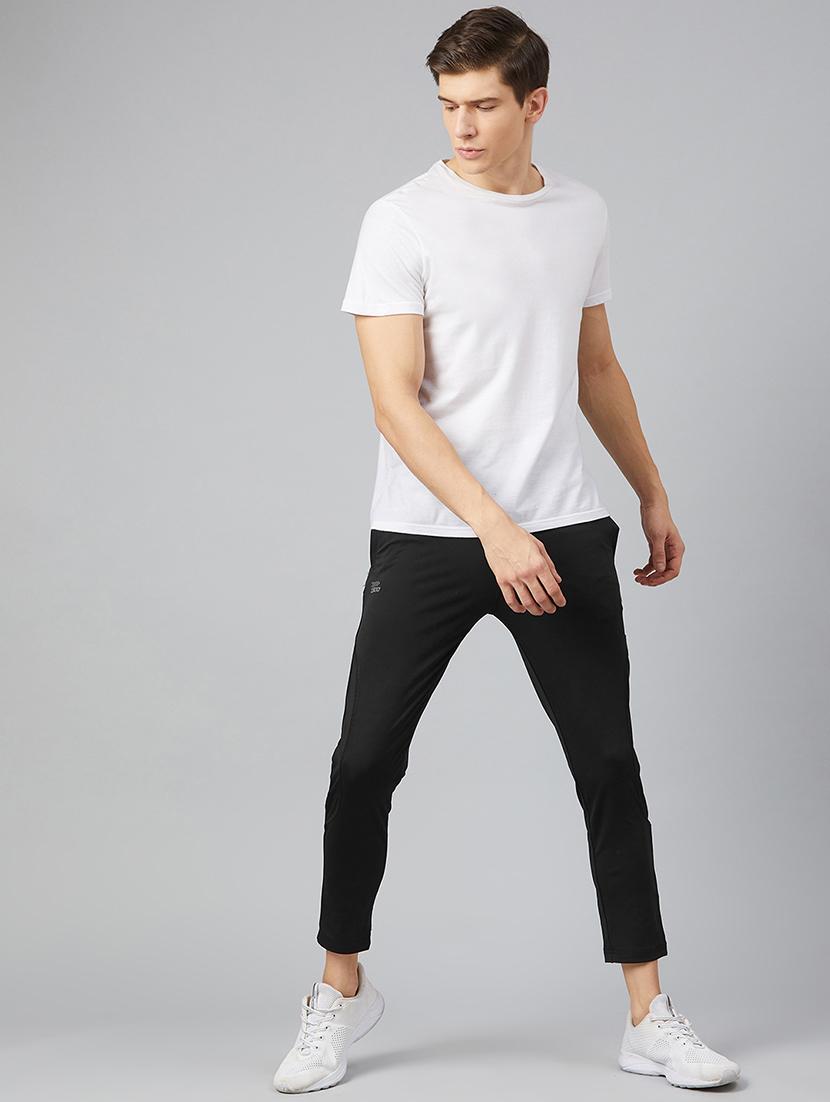 black solid ankle length track pant - 17226078 - Standard Image - 3