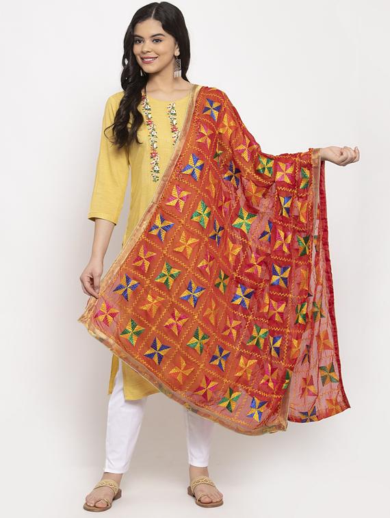 multi color embroidered dupatta - 17226221 - Zoom Image - 0