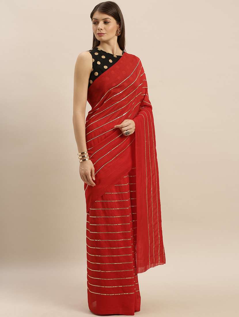 striped embroidered saree with blouse