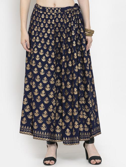 gold printed flared skirt - 17228585 - Standard Image - 0