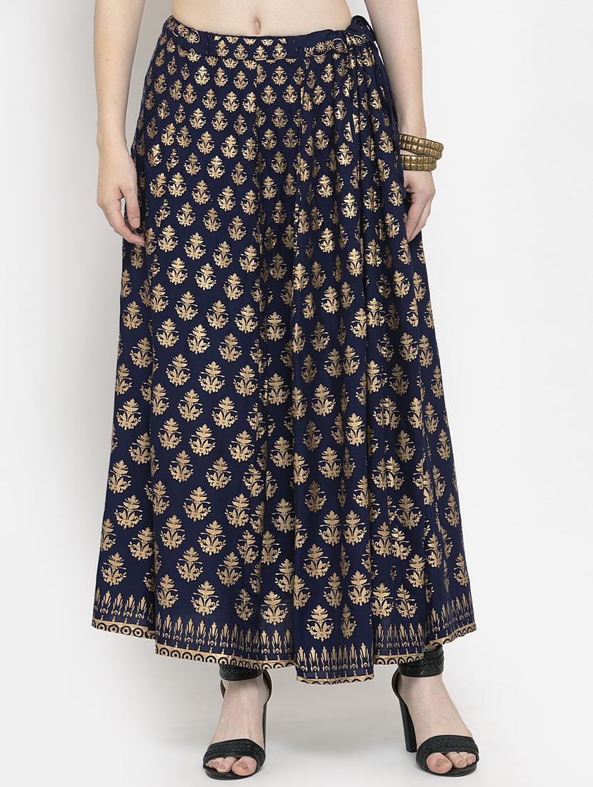 gold printed flared skirt - 17228585 - Zoom Image - 0