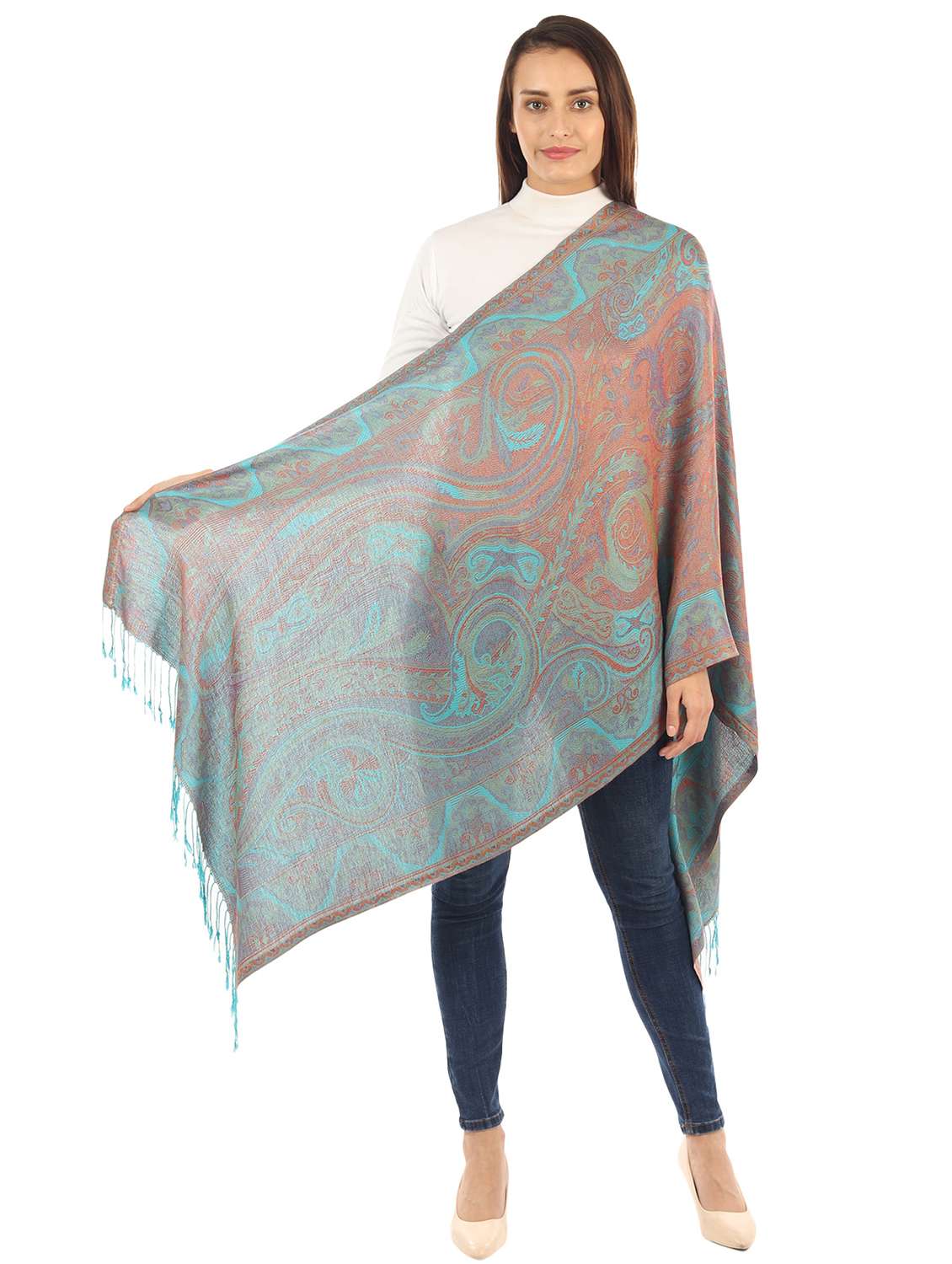blue silk blend stole - 17229365 -  Standard Image - 3
