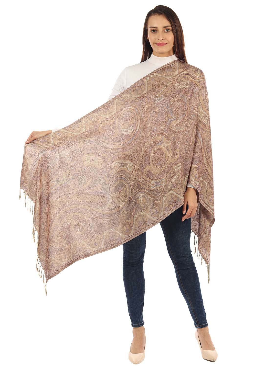 brown silk blend stole - 17229366 -  Standard Image - 3