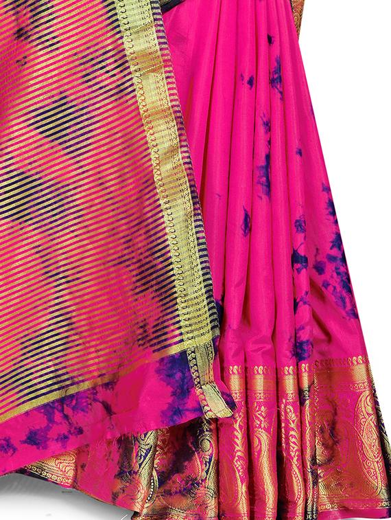 women's abstract pink colored saree with blouse - 17229663 - Standard Image - 3