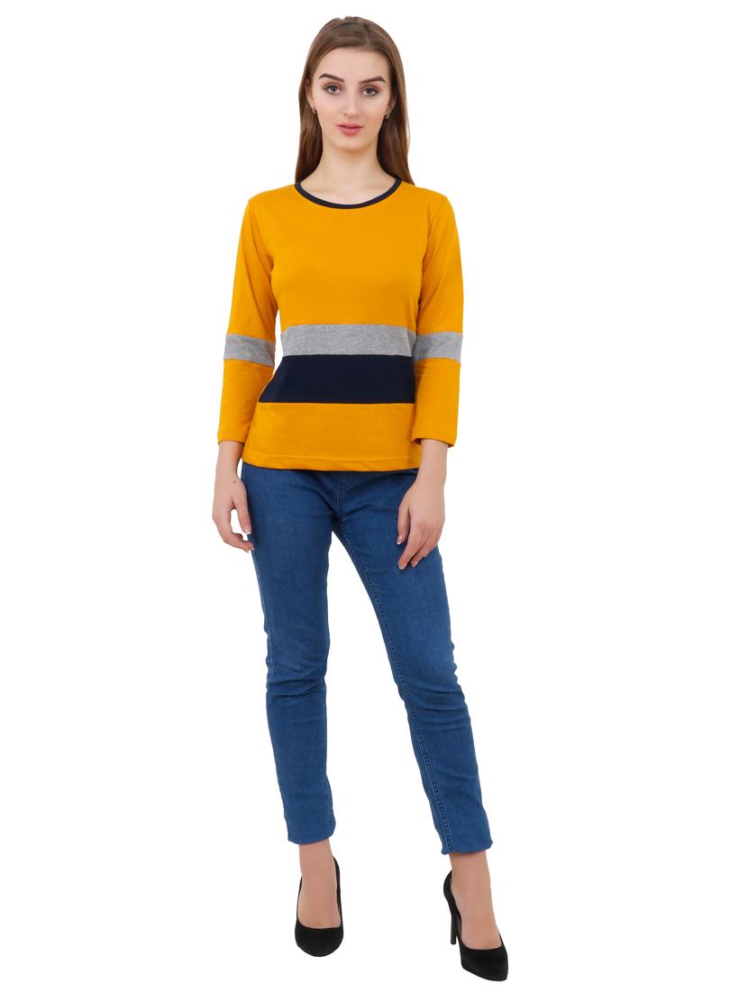 round neck color block tee - 17229788 - Standard Image - 3