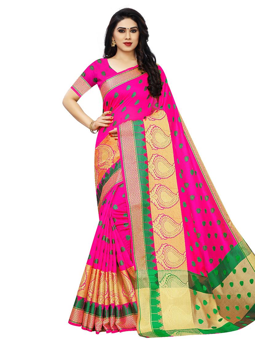 self design banarasi saree with blouse - 17230079 - Zoom Image - 0