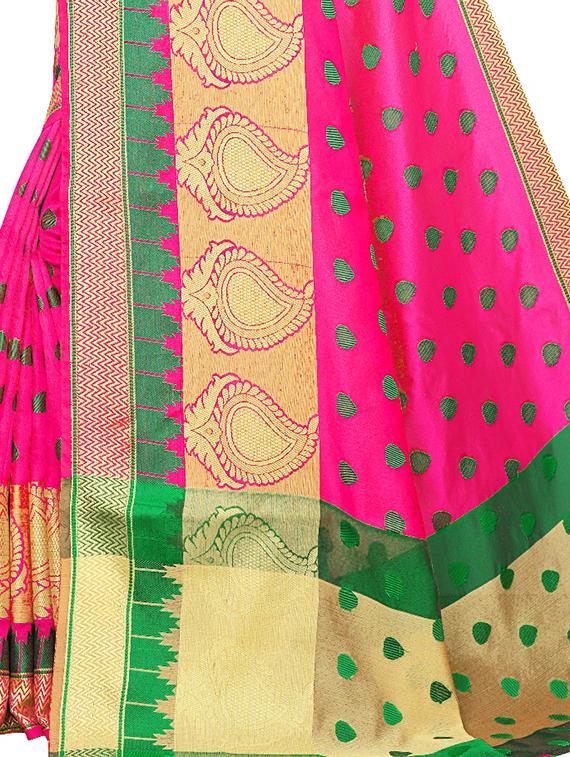 self design banarasi saree with blouse - 17230079 - Standard Image - 3