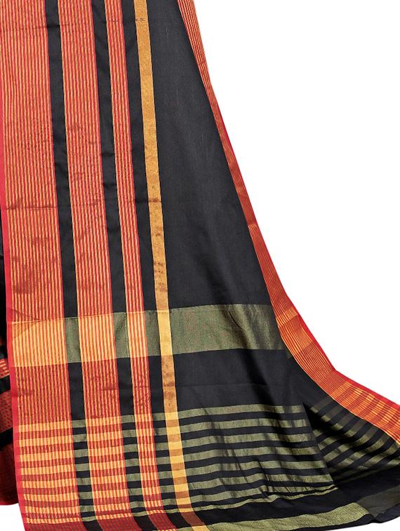 striped woven saree with blouse - 17230086 - Standard Image - 3