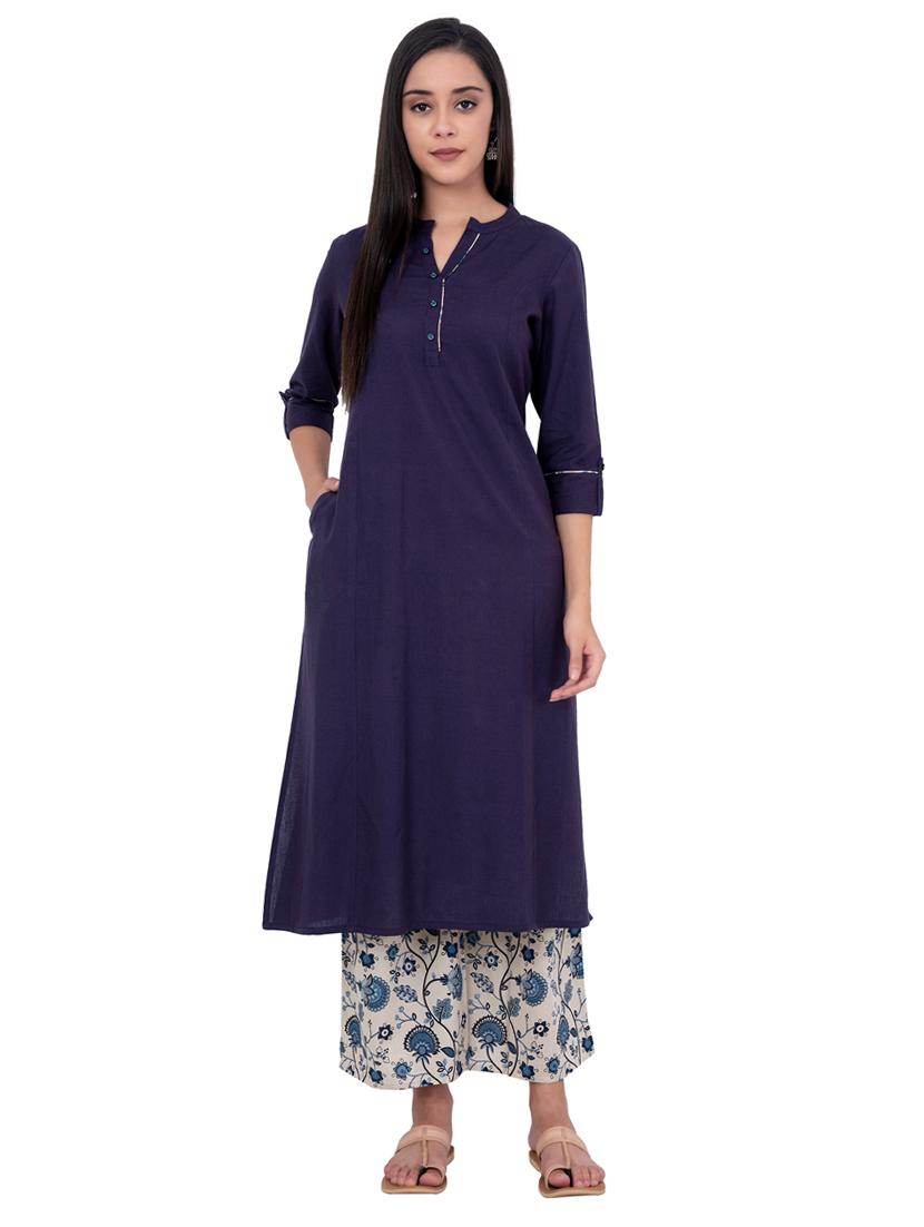 solid kurta palazzo set - 17230501 - Zoom Image - 0