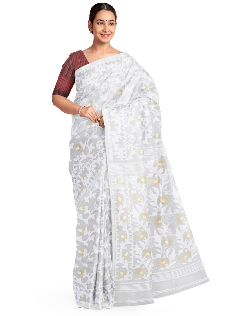self design jamdani saree - 17230557 -  Zoom Image - 0