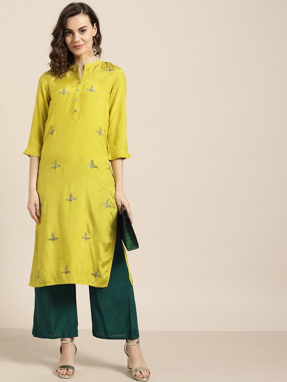 embroidered kurta palazzo set - 17230872 - Zoom Image - 0