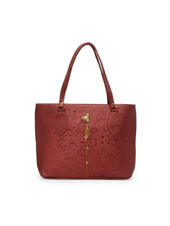 maroon leatherette (pu) handbag - 17231997 - Zoom Image - 0