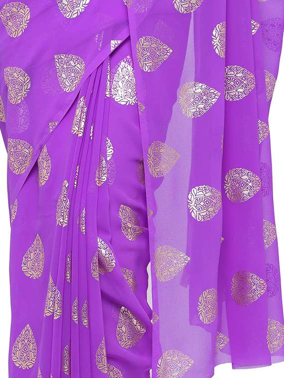 women's foil print purple colored saree with blouse - 17232020 -  Standard Image - 3