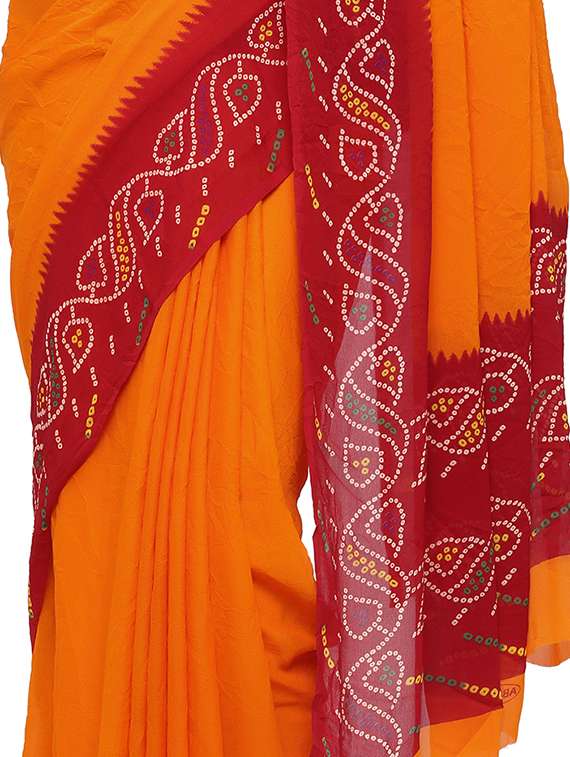 women's bandhani orange colored saree with blouse - 17232031 -  Standard Image - 3