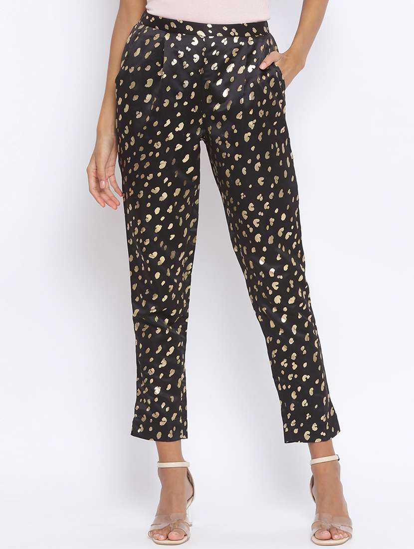 women black printed pleated trouser - 17233029 -  Zoom Image - 0