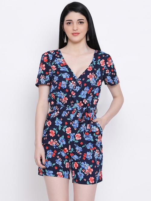 tie front floral romper - 17233112 - Standard Image - 0