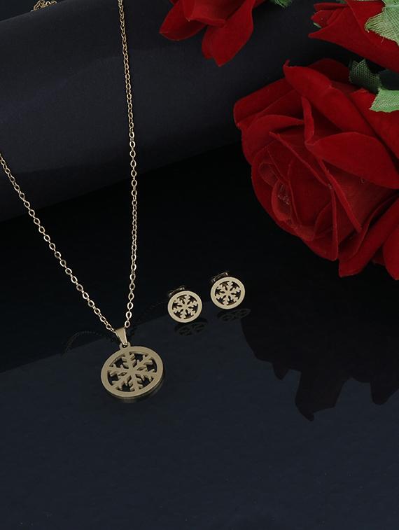 gold metal pendants and earring - 17233213 - Standard Image - 3