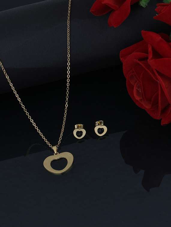 gold metal pendants and earring - 17233215 - Standard Image - 3