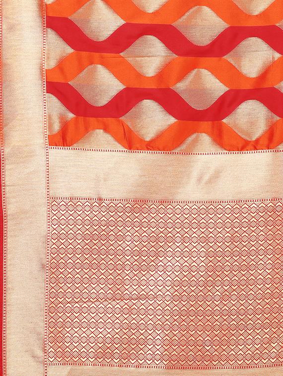 self design banarasi saree with blouse - 17235872 - Standard Image - 3