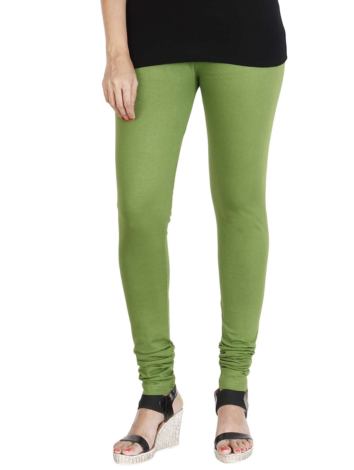 Buy online Solid Green Legging from 