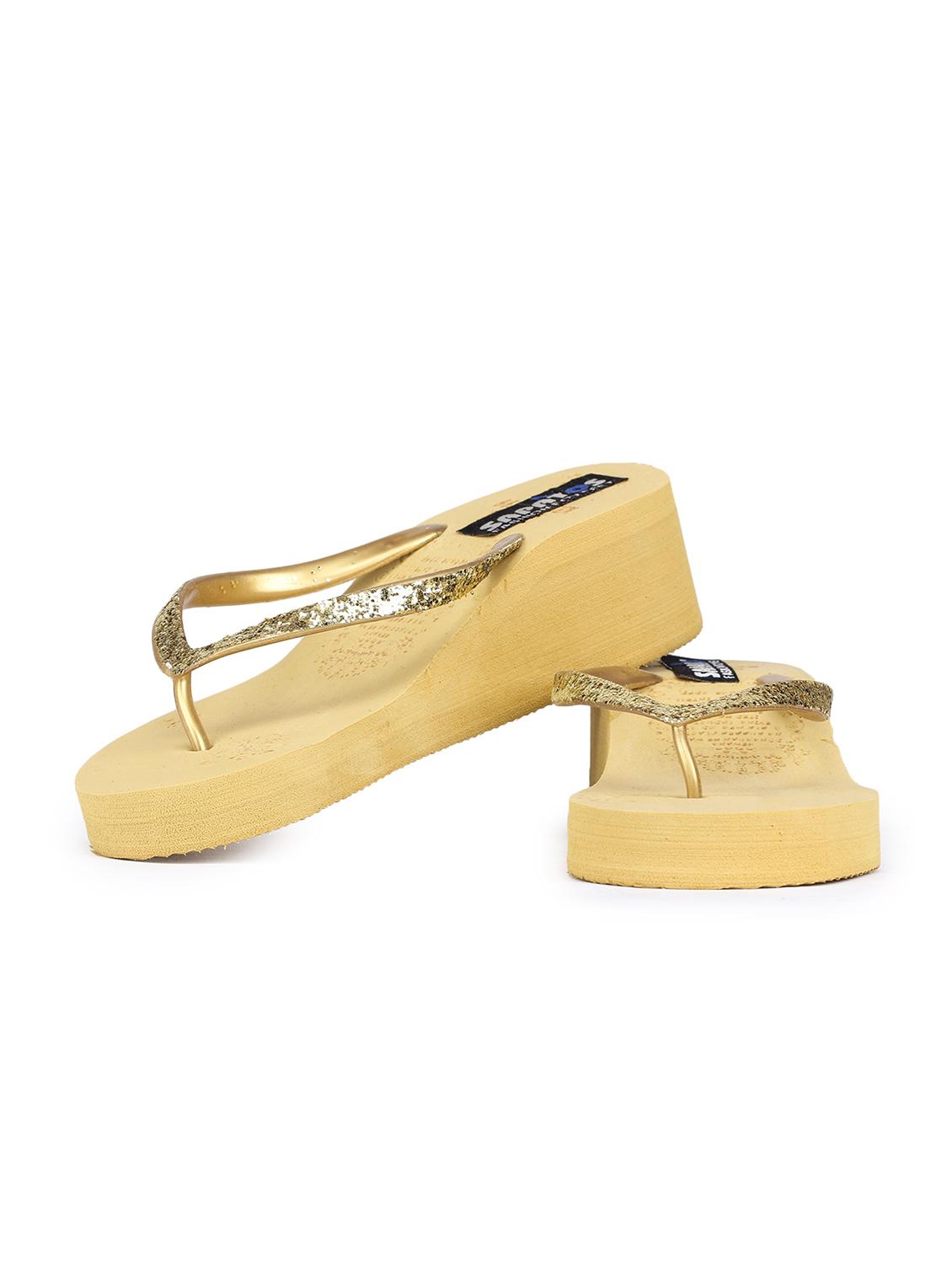 gold wedges flip flop - 17238413 - Standard Image - 3
