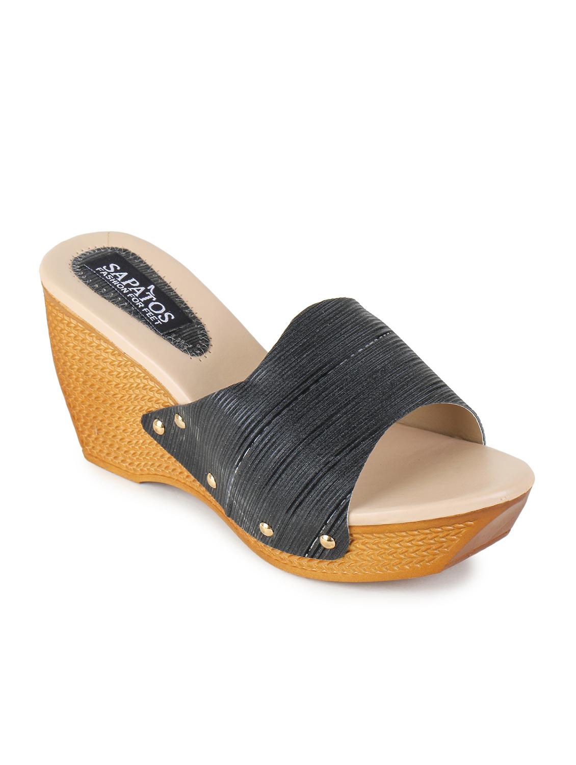 black synthetic slip on sandals - 17238476 - Zoom Image - 0