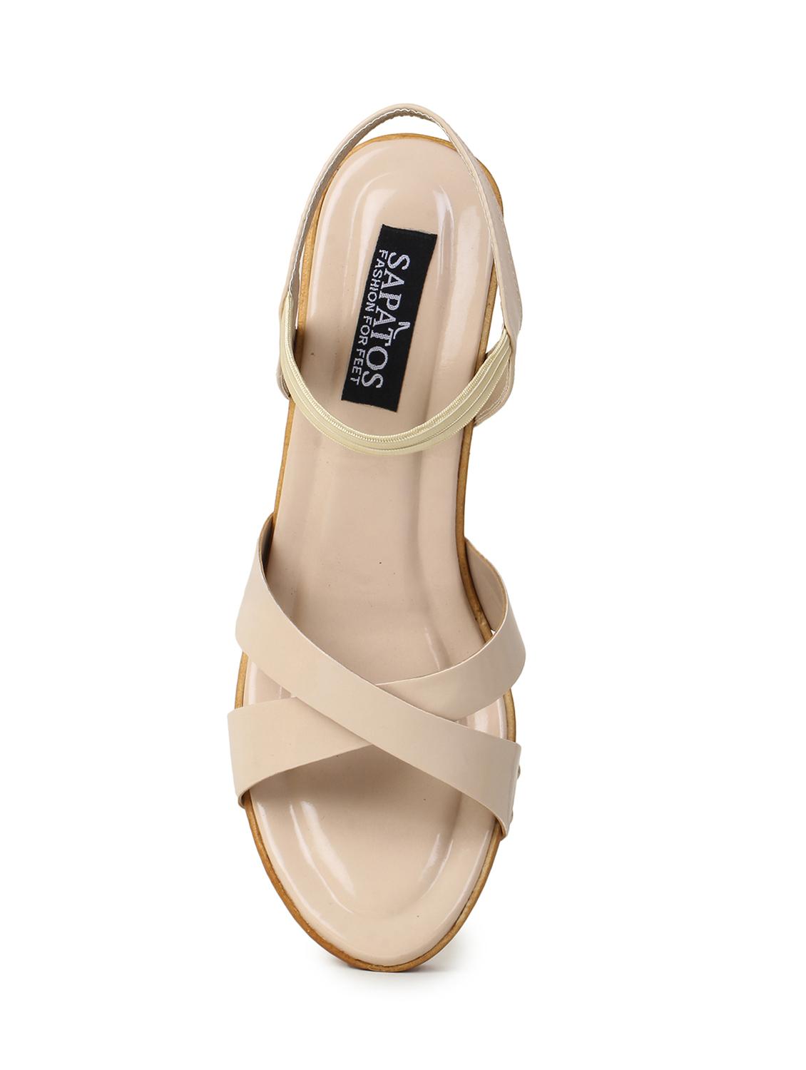 beige synthetic slip on sandals - 17238480 - Standard Image - 5