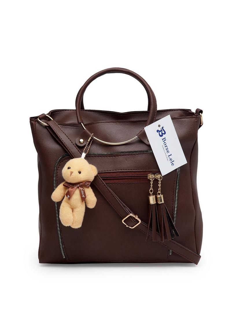 brown leatherette (pu) sling bag - 17240105 - Zoom Image - 0