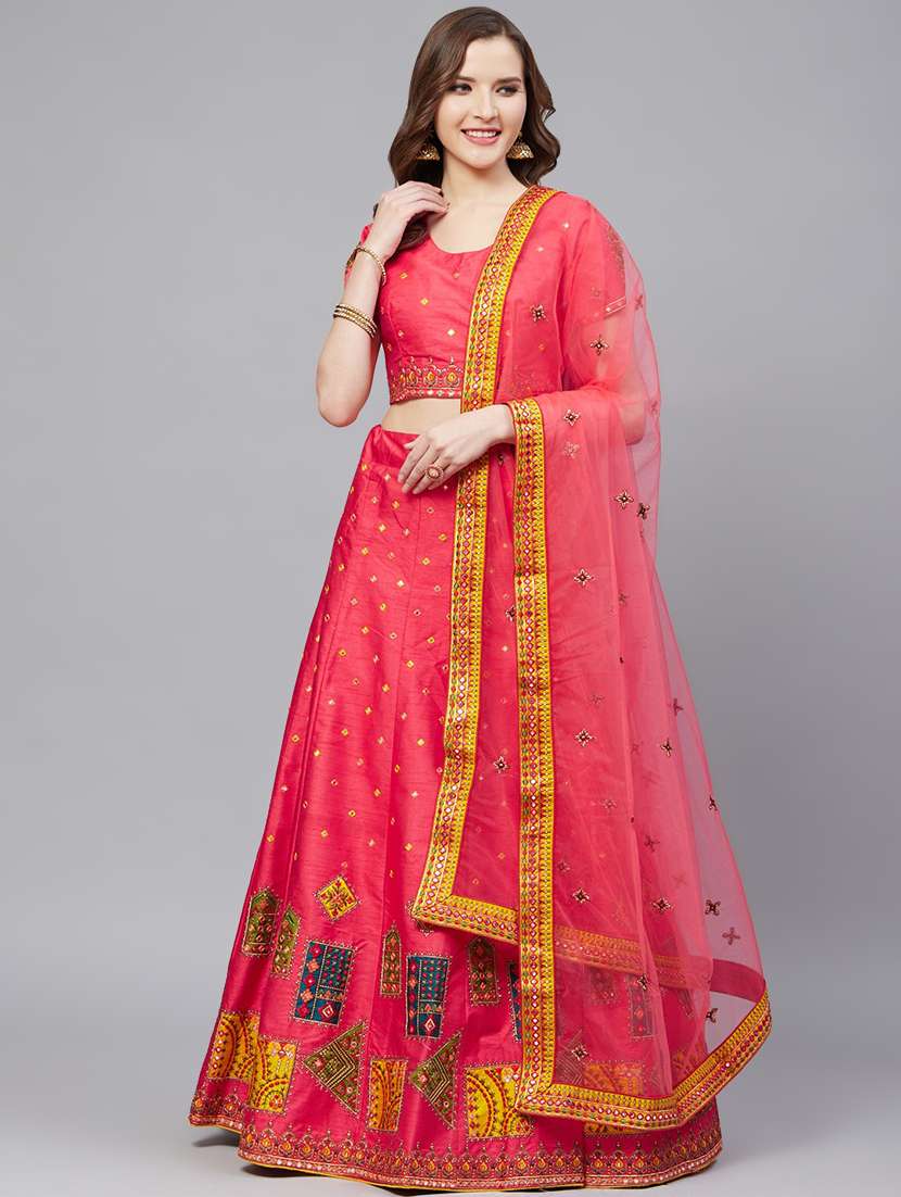 embroidered flared unstitched lehenga