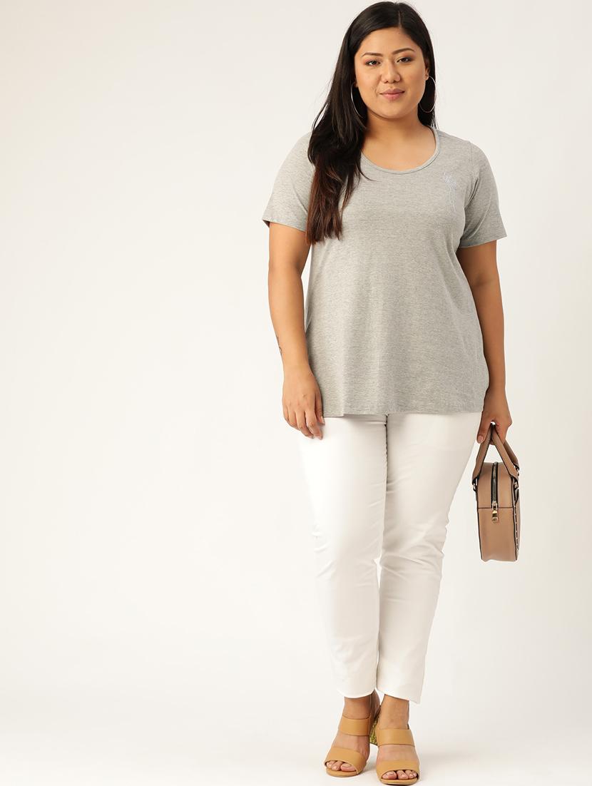 women's plain round neck t-shirt - 17244176 - Standard Image - 3
