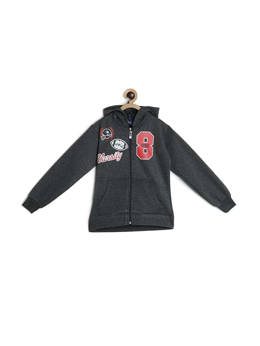 chest print hood neck sweatshirt
