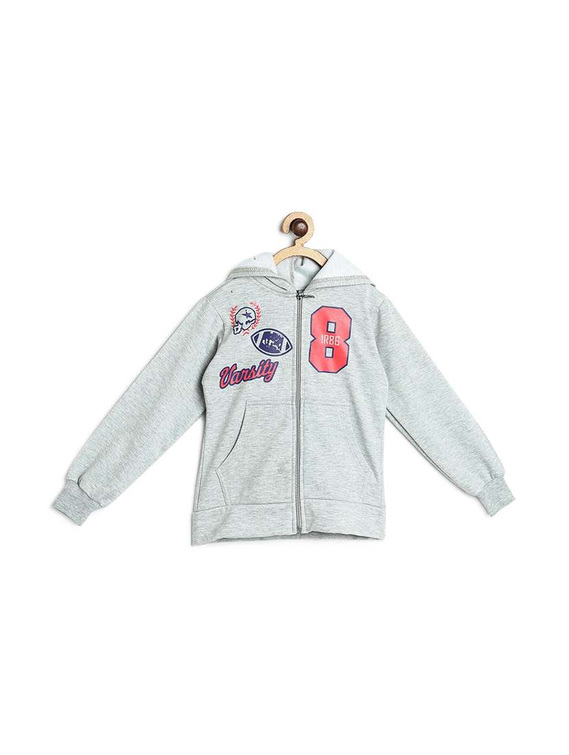 chest print hood neck sweatshirt