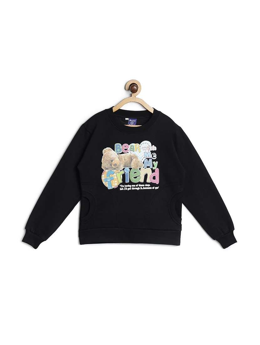 chest print crew neck sweatshirt