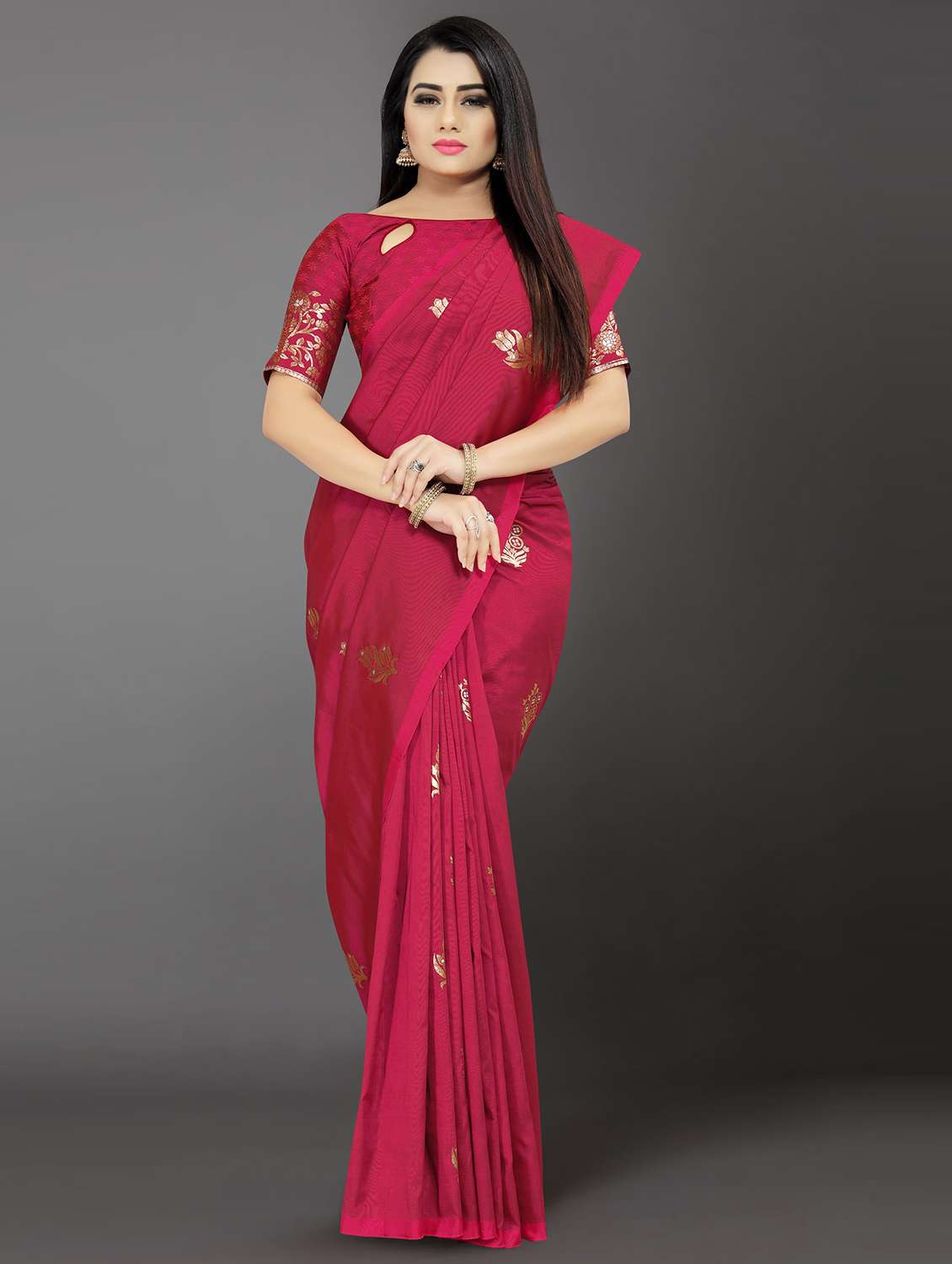 self design banarasi saree with blouse