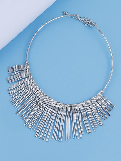 silver metal choker necklace - 17245969 - Standard Image - 0