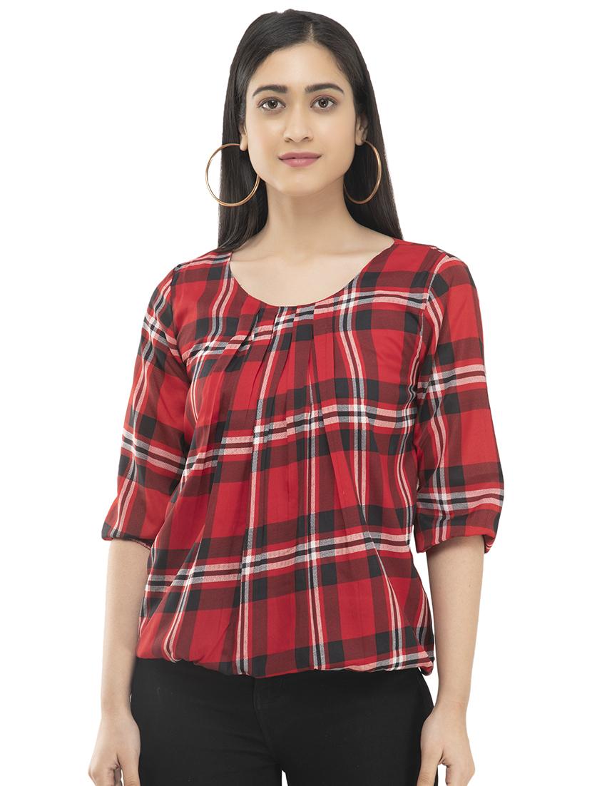 checkered blouson top  - 17246566 -  Zoom Image - 0