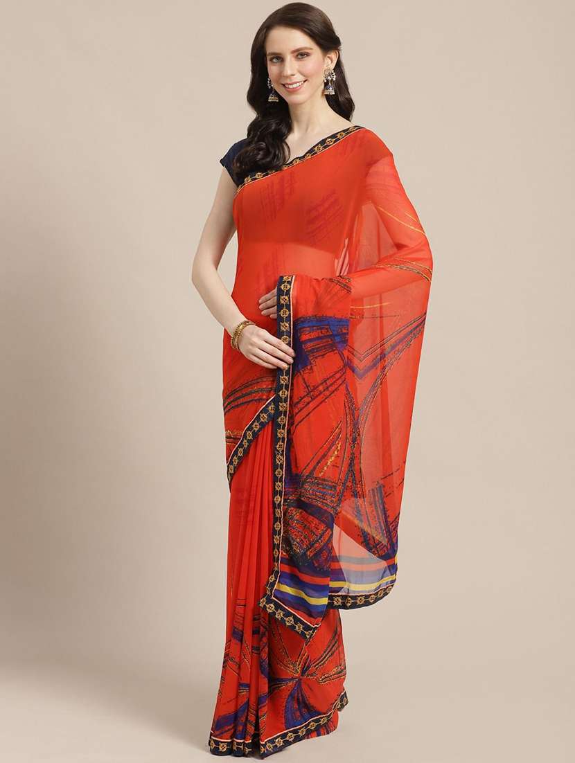 abstract printed saree with blouse