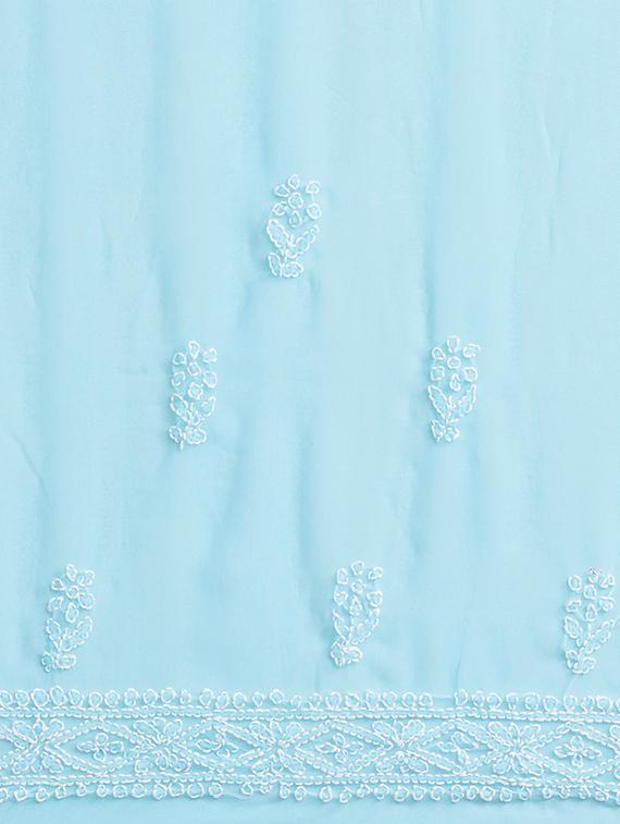 solid chikankari saree with blouse - 17248624 - Standard Image - 5