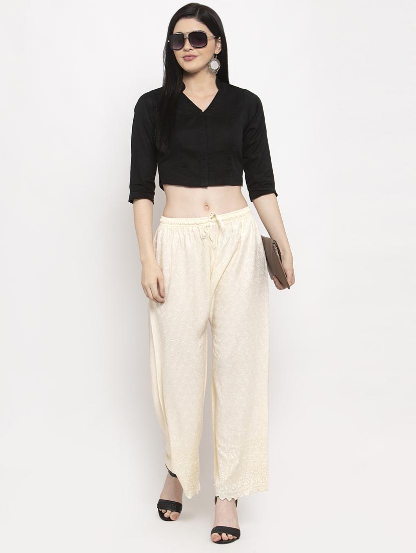 drawstring waist embroidered palazzo - 17249737 - Standard Image - 3