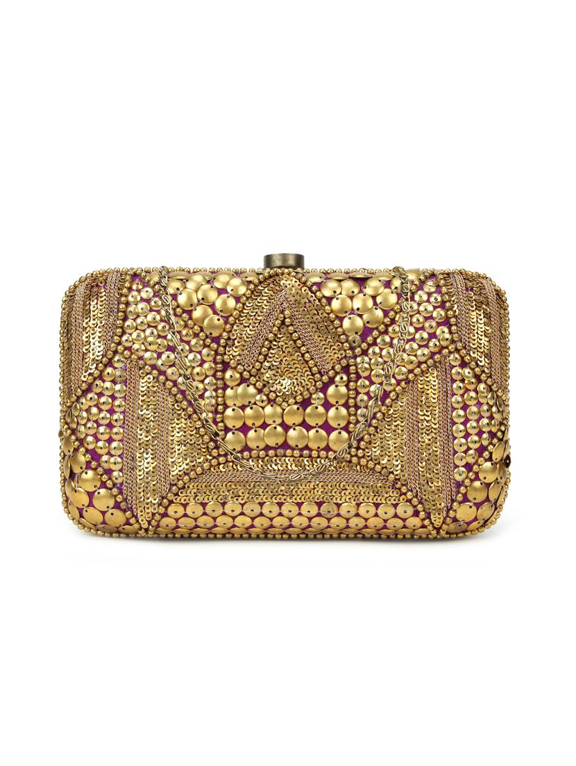 purple silk box clutch - 17255849 -  Zoom Image - 0