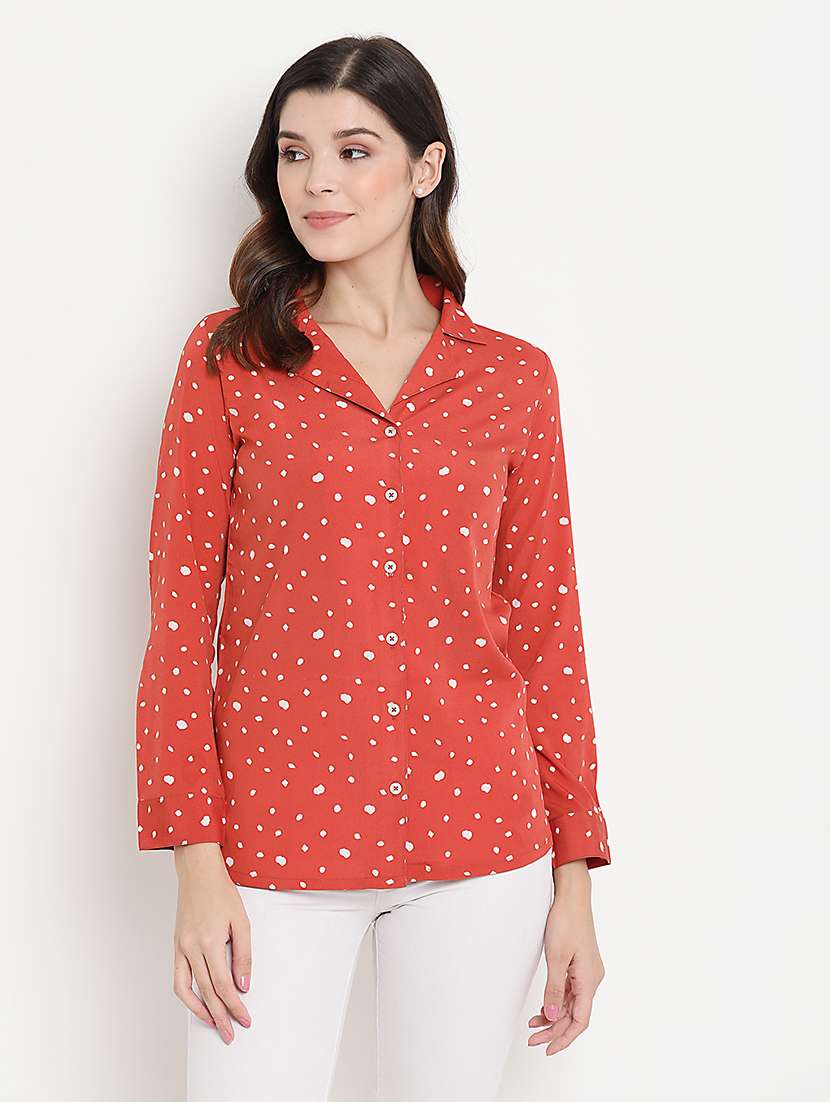 lapel neck printed shirt 