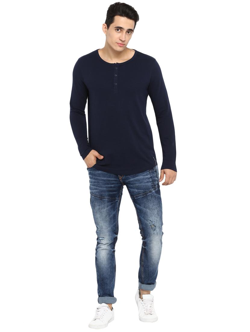 navy blue solid t-shirt - 17257905 - Standard Image - 3