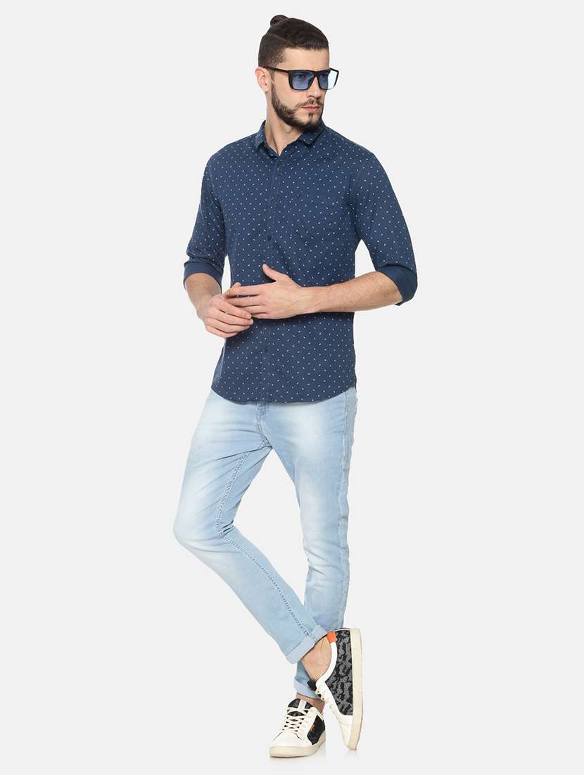 mens micro print casual shirt - 17258301 -  Standard Image - 3