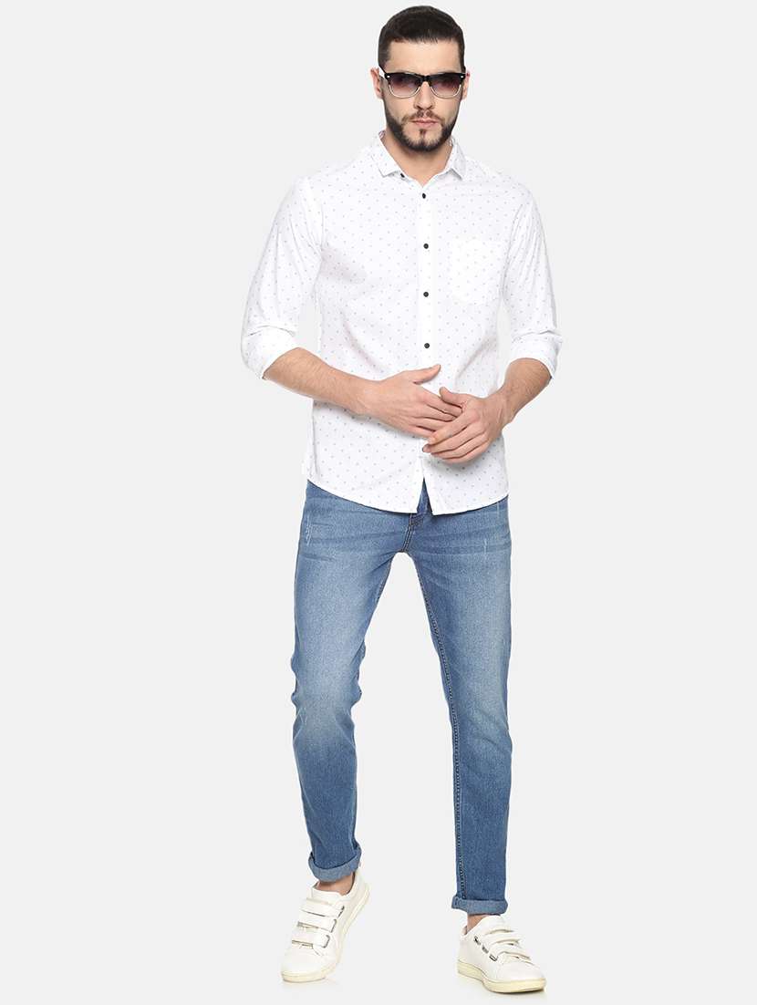 mens micro print casual shirt - 17258372 - Standard Image - 3