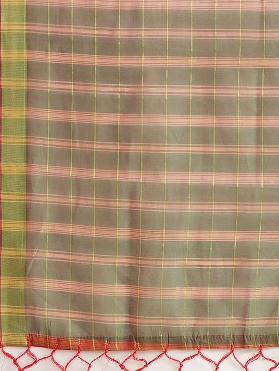 checkered woven saree with blouse - 17258524 -  Standard Image - 5