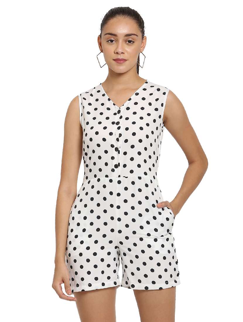 white crepe romper jumpsuit - 17258757 - Zoom Image - 0