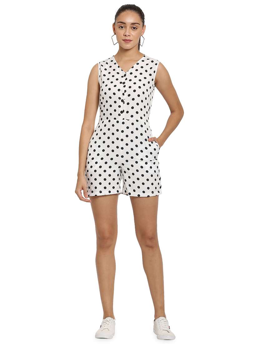 white crepe romper jumpsuit - 17258757 - Standard Image - 3