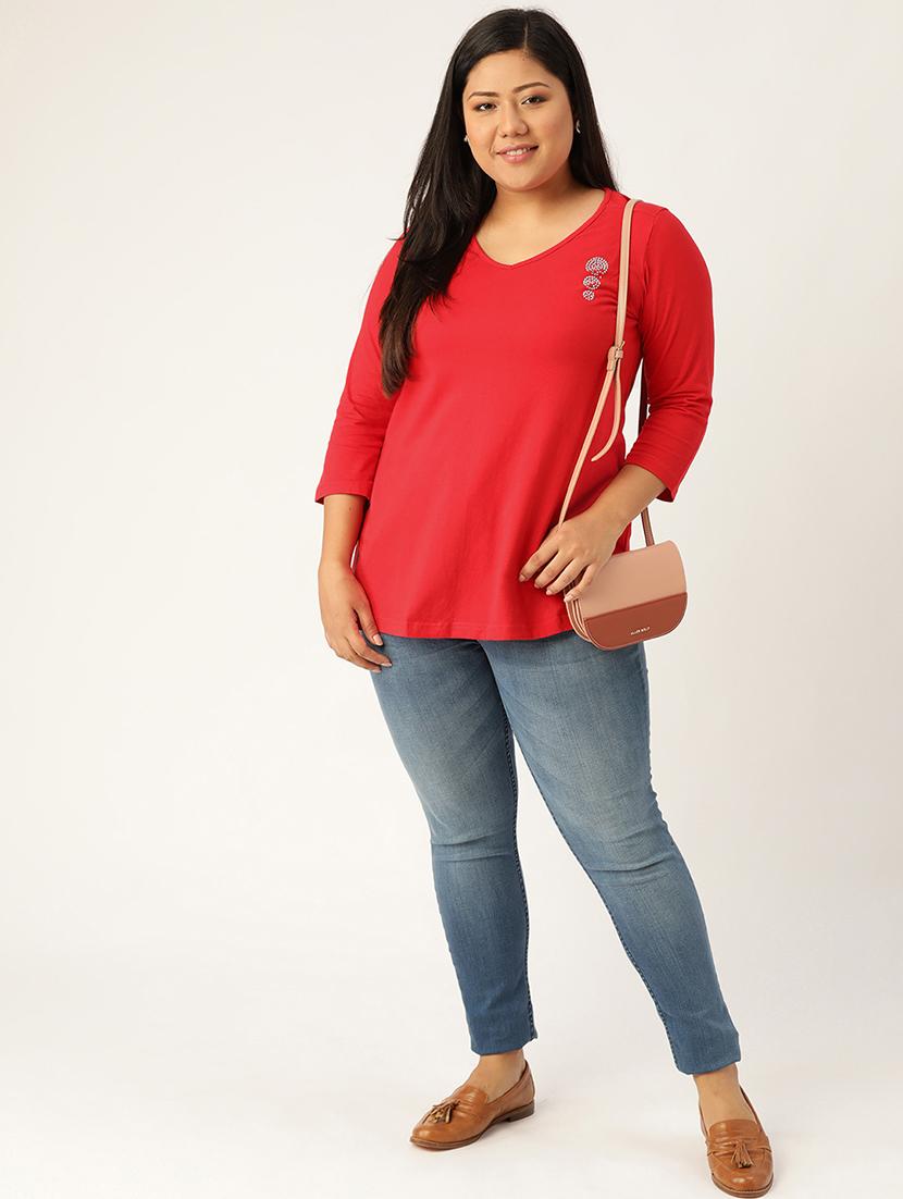 women's straight v neck top - 17260299 - Standard Image - 3