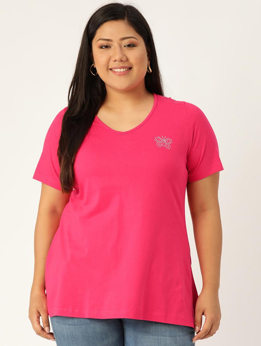 women's plain v neck t-shirt - 17260552 - Zoom Image - 0