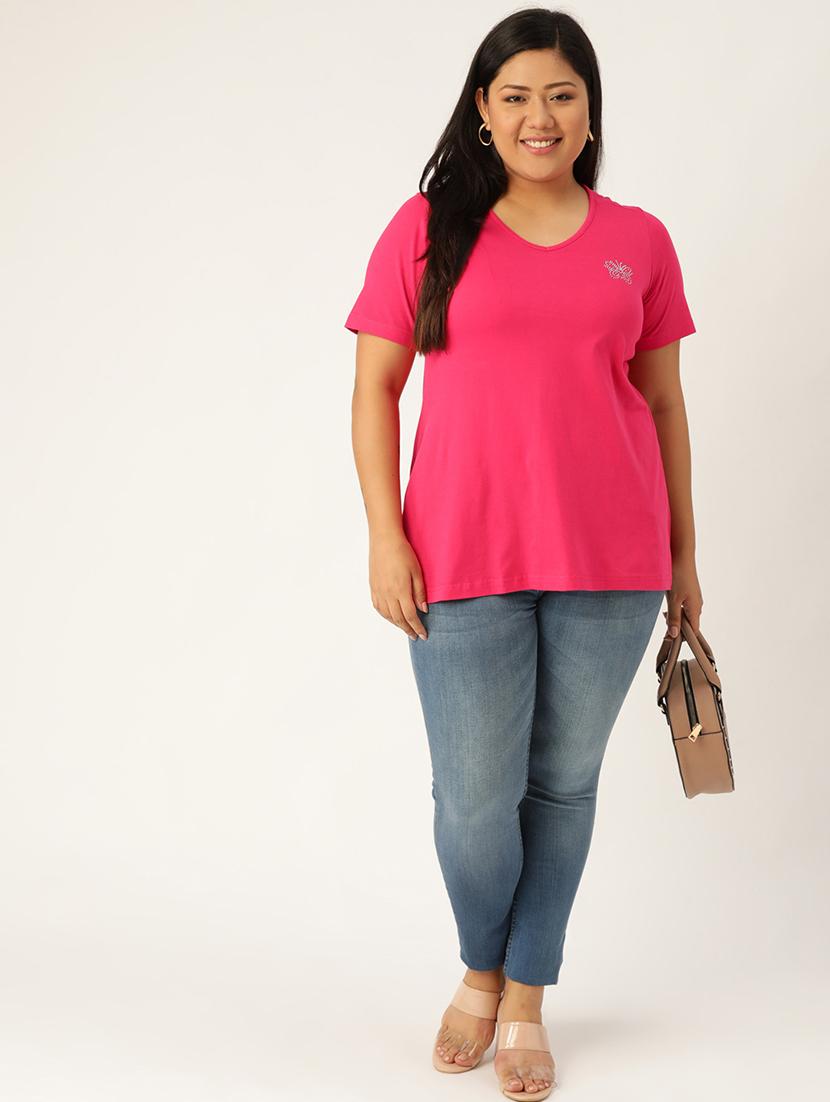 women's plain v neck t-shirt - 17260552 - Standard Image - 3